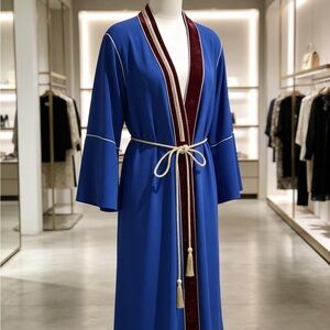 Elegant Blue and Burgundy Women's Robe